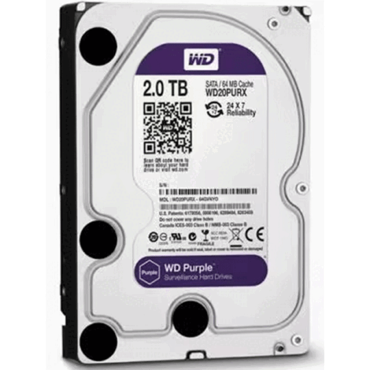 WD Purple Surveillance 2TB hard drive for CCTV DVR and NVR storage