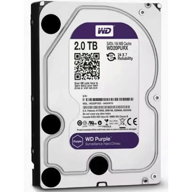 WD Purple Surveillance 2TB hard drive for CCTV DVR and NVR storage